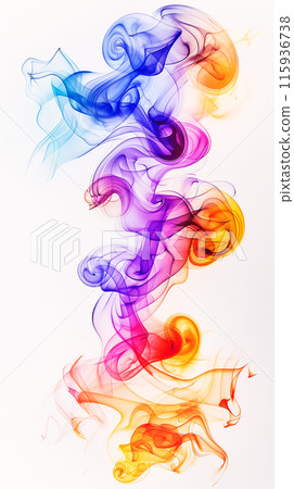 Watercolor with intertwined multi-colored streams of smoke or steam on a neutral background, the play of light and shadow adds depth and dimension to the scene Watercolor with intertwined multi-colored streams of smoke or steam on a neutral background, the play of light and shadow adds depth and dimension to the scene 115936738