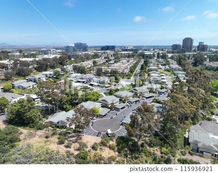 Aerial view of community condominium apartment, San Diego, California Aerial view of community condominium apartment, San Diego, California 115936921