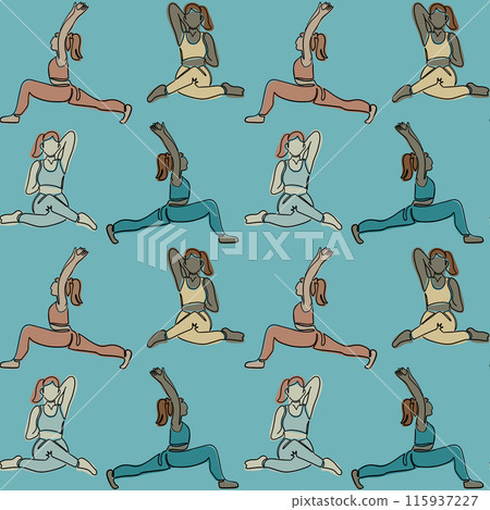 Sporty seamless pattern with diverse women Sporty seamless pattern with diverse women 115937227