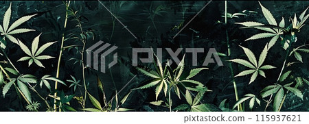 Cool grungy y2k plant marihuana negative photocopy effect isolated on black. Ai generative Cool grungy y2k plant marihuana negative photocopy effect isolated on black. Ai generative 115937621