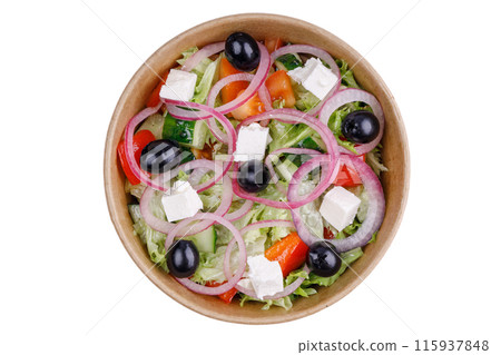 Greek salad on a white background 1 115937848