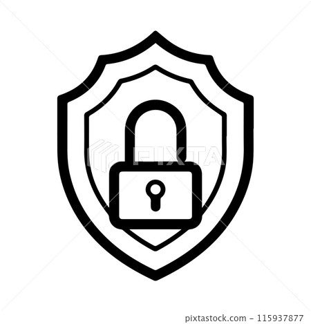 security icon or modern line symbol. Vector line art and icon design with bold outline. Black and white Pixel Perfect minimalistic symbol isolated white background. Silhouette simple thin sign 115937877