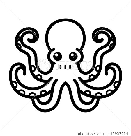 octopus icon or modern line symbol. Vector line art and icon design with bold outline. Black and white Pixel Perfect minimalistic symbol isolated white background. Silhouette simple thin sign 115937914