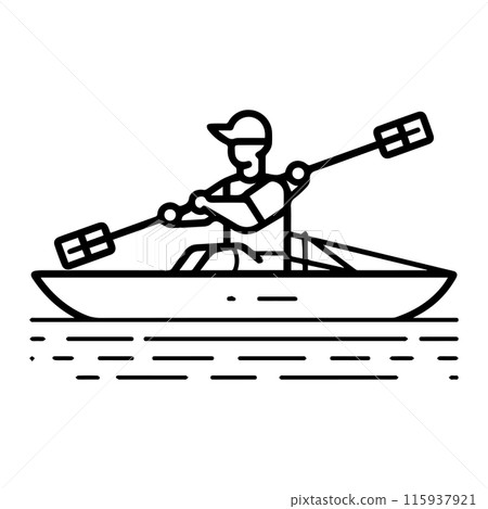 rowing icon or modern line symbol. Vector line art and icon design with bold outline. Black and white Pixel Perfect minimalistic symbol isolated white background. Silhouette simple thin sign 115937921