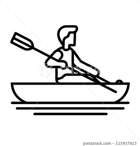 rowing icon or modern line symbol. Vector line art and icon design with bold outline. Black and white Pixel Perfect minimalistic symbol isolated white background. Silhouette simple thin sign rowing icon or modern line symbol. Vector line art and icon design with bold outline. Black and white Pixel Perfect minimalistic symbol isolated white background. Silhouette simple thin sign 115937923