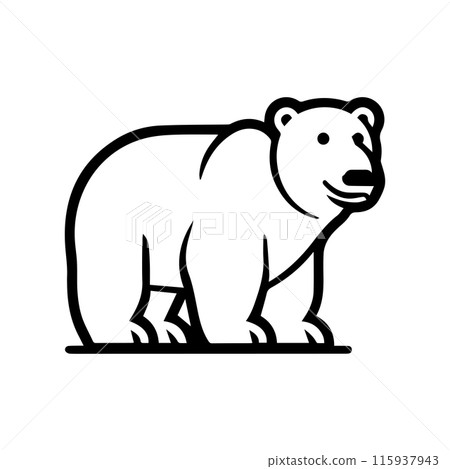 polar bear icon or modern line symbol. Vector line art and icon design with bold outline. Black and white Pixel Perfect minimalistic symbol isolated white background. Silhouette simple thin sign 115937943