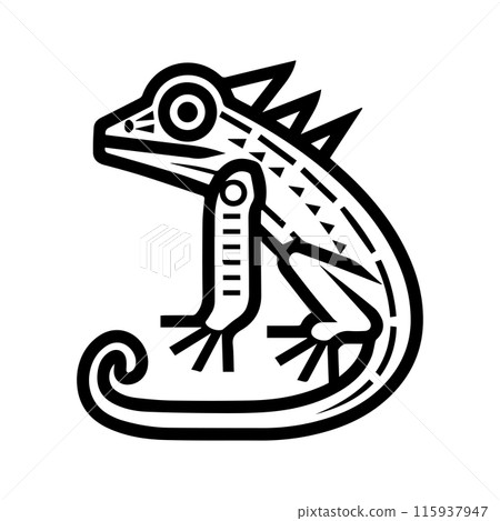 lizard icon or modern line symbol. Vector line art and icon design with bold outline. Black and white Pixel Perfect minimalistic symbol isolated white background. Silhouette simple thin sign lizard icon or modern line symbol. Vector line art and icon design with bold outline. Black and white Pixel Perfect minimalistic symbol isolated white background. Silhouette simple thin sign 115937947