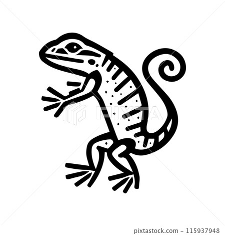 lizard icon or modern line symbol. Vector line art and icon design with bold outline. Black and white Pixel Perfect minimalistic symbol isolated white background. Silhouette simple thin sign lizard icon or modern line symbol. Vector line art and icon design with bold outline. Black and white Pixel Perfect minimalistic symbol isolated white background. Silhouette simple thin sign 115937948