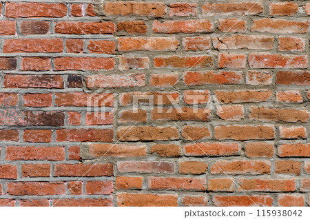 brick wall of red color, wide panorama of masonry brick wall of red color, wide panorama of masonry 115938042