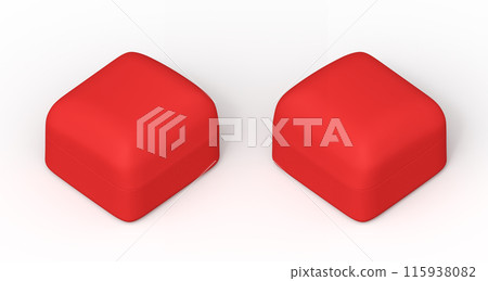 Closed red velvet ring boxes on a white background Closed red velvet ring boxes on a white background 115938082