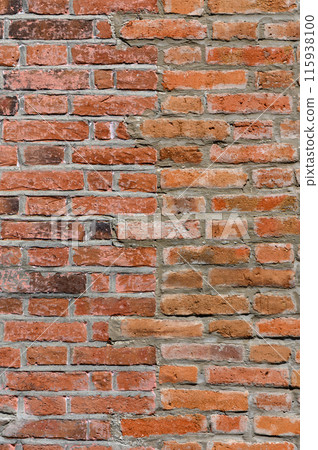 brick wall of red color, wide panorama of masonry 2 115938100
