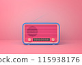 Retro pink radio on matching background 115938176