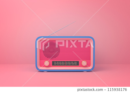Retro pink radio on matching background Retro pink radio on matching background 115938176