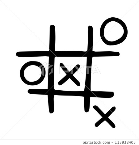 Tic-tac-toe. Black and white drawing in sketch style, vintage graphic Tic-tac-toe. Black and white drawing in sketch style, vintage graphic 115938403