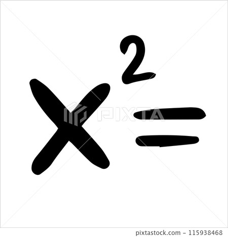 Squared math symbol. Black and white drawing in sketch style, vintage graphic 115938468