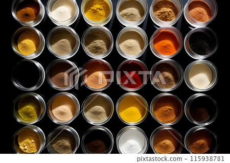 Many different types of herbs and spices. Neural network AI generated art 115938781
