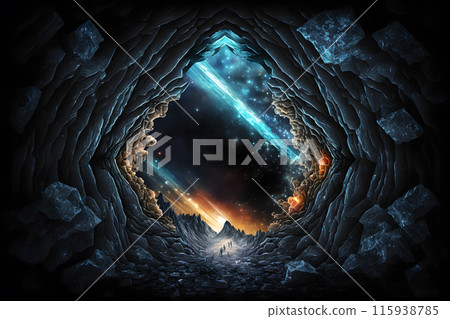 A magical tunnel leading into outer space. Neural network AI generated art 115938785