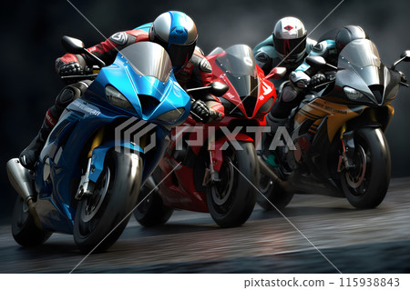 Professional motorcycle racers. Neural network AI generated art 115938843