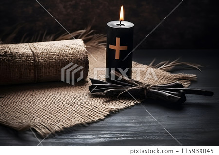 Palm Sunday, Ash Wednesday, Lent Season and Holy Week concept. Neural network AI generated art 115939045