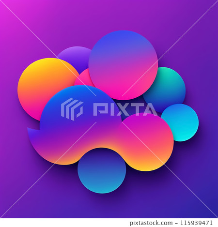 Abstract gradient 3d rainbow neon holographic colourful shapes illustration 115939471