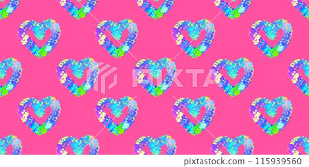 Hand drawn geomethic seamless pattern illustration graphic hearts neon vivid 115939560