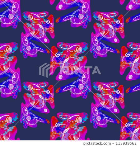 Hand drawn geomethic seamless pattern illustration graphic shaper neon vivid 115939562