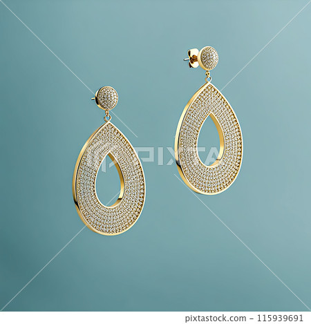 3d render concept design earrings gold silver minimal jewelry 115939691
