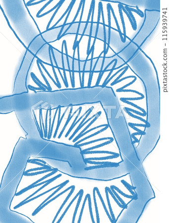 Hand drawn blue abstract shapes made with pencil watercolor digital background 115939741