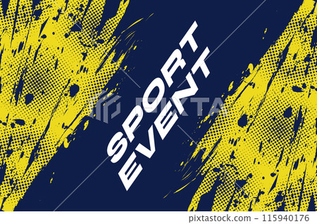 Abstract Sports Background with Blue and Yellow Brush Texture and Halftone Effect. Grunge Background for Banner or Poster Design Abstract Sports Background with Blue and Yellow Brush Texture and Halftone Effect. Grunge Background for Banner or Poster Design 115940176