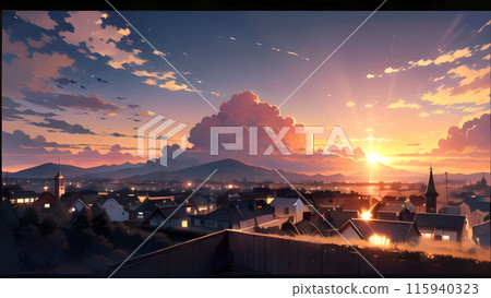 夕陽下的鄉村風景：輕鬆的時刻 115940323