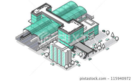 Vector illustration of a three-dimensional station seen from above Vector illustration of a three-dimensional station seen from above 115940972