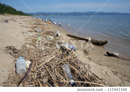 Garbage washed up on the beach due to the typhoon 1 115941389