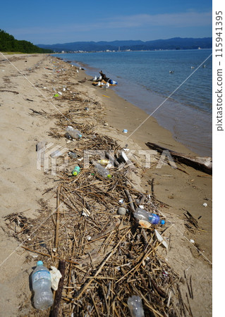 Garbage washed up on the beach due to the typhoon 3 115941395