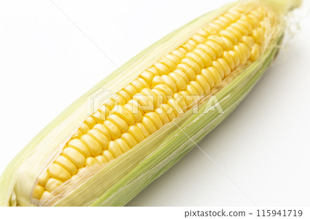 Fresh corn on a white background Fresh corn on a white background 115941719