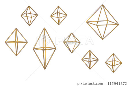 Traditional Scandinavian ornament Himmeli Octahedron variation Illustration with outline 115941872