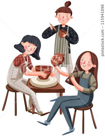 Clay craft workshop element watercolor concept Clay craft workshop element watercolor concept 115941898