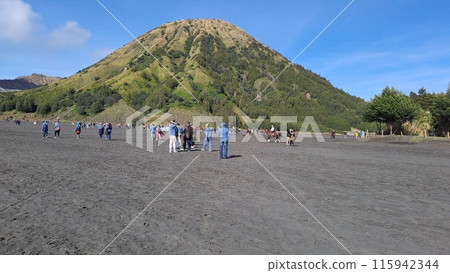People Walking on Mountain Bromo, Indonesia 115942344
