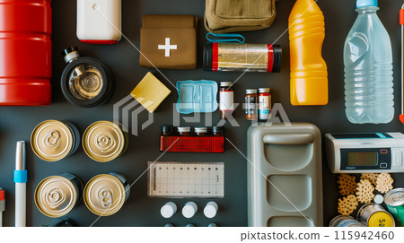 防災用品套裝形象-緊急準備 115942460