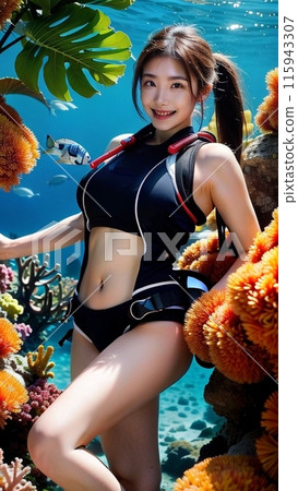 Swimming underwater is a fun holiday activity!! 115943307