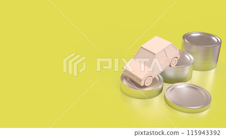 The car and coins for Business concept 3d rendering. The car and coins for Business concept 3d rendering. 115943392