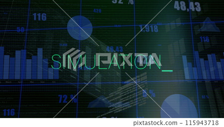 Image of simulation text, statistics and data processing 115943718