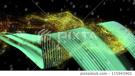 Image of binary coding and data processing over light trails 115943902