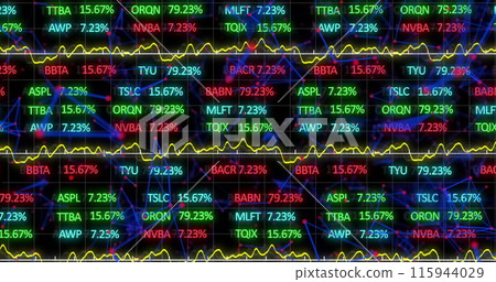 Image of financial data processing over connections Image of financial data processing over connections 115944029