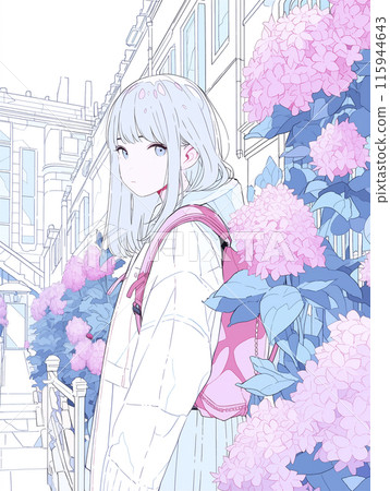 來看繡球花的少女 115944643