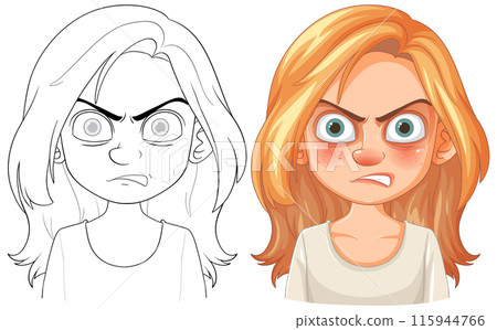 Angry Girl Expression Illustration Angry Girl Expression Illustration 115944766
