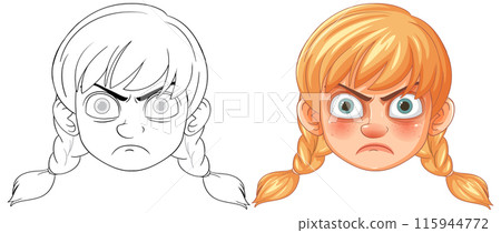 Angry Girl with Braided Hair Angry Girl with Braided Hair 115944772