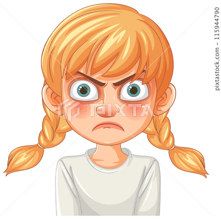 Angry Girl with Braided Hair 115944790
