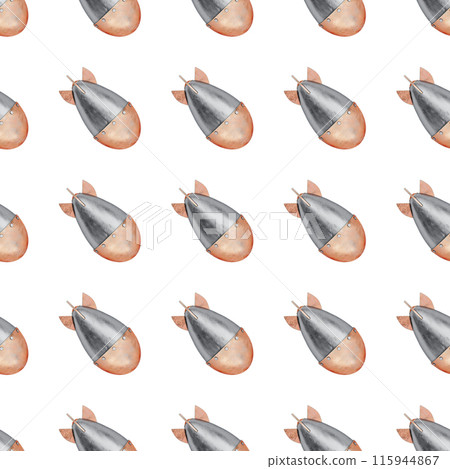 Atomic Nuclear Bomb Seamless Wallpaper Isolated on White Background. One of the Nuclear War Symbol. 3D Illustration. File with Clipping Path. 115944867