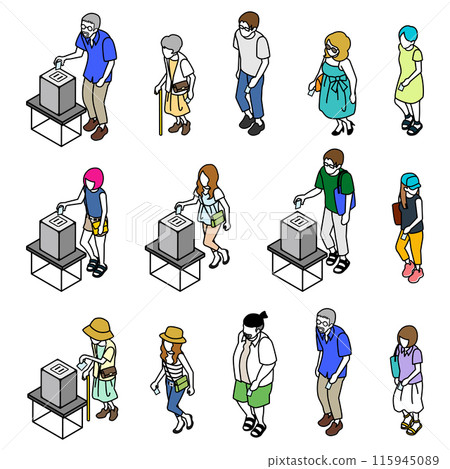 People voting isometric people set People voting isometric people set 115945089