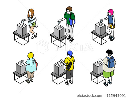 投票者 6 件等距人物套裝 115945091